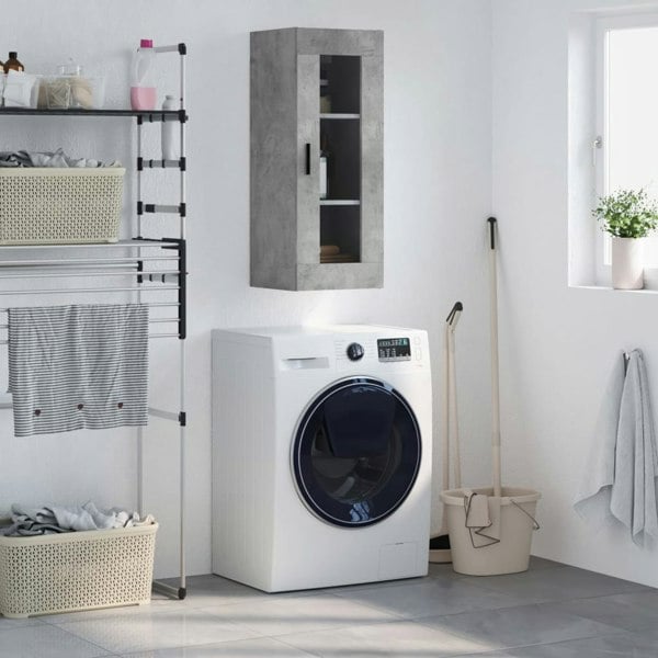 Berkfield Wall Mounted Cabinet Concrete Grey 34.5x34x90 cm