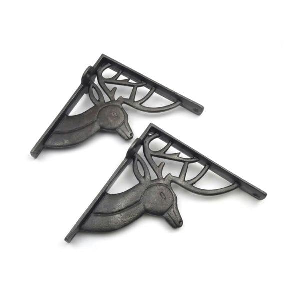A Pair of Antique Cast Iron Deer Shelf Brackets - 150mm x 160mm
