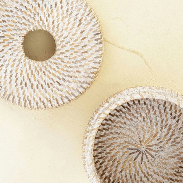 Top View Round Rattan Tissue Holder with Lid Open