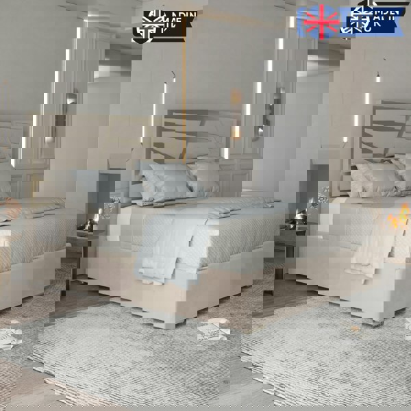 Casa Magna Arabella Upholstered Soft Velvet Metal Bed Frame - Cream