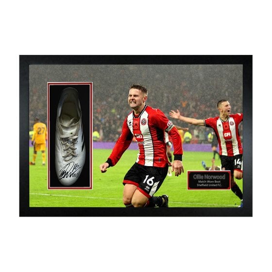 Ollie Norwood Signed & Match-Worn Sheffield United Boot Iconic Frame