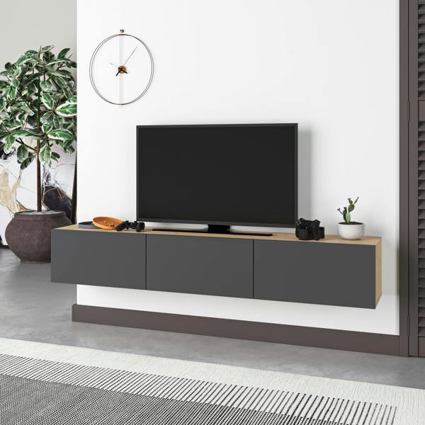 Decortie Francy Modern Wall Mounted TV Unit 55" Multimedia Centre 180cm