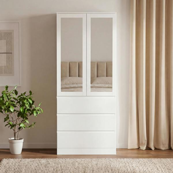 Vida Designs Denver 2 Door 3 Drawer Mirrored Wardrobe