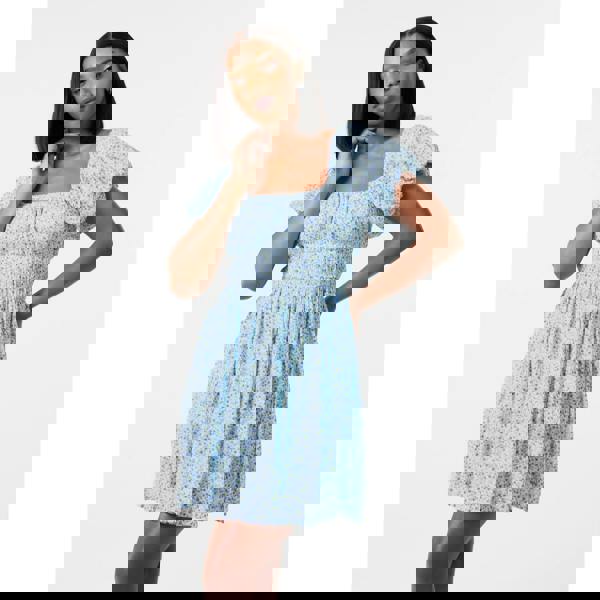 Pink Vanilla Ditsy Puff Sleeve Mini Dress With Shorts