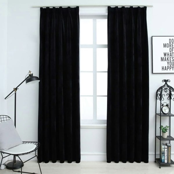 Berkfield Blackout Curtains 2 pcs with Hooks Velvet Black 140x225 cm