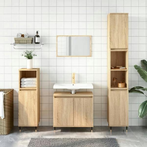 Berkfield Home Berkfield Bathroom Cabinet Sonoma Oak 58x33x60 cm Engineered Wood