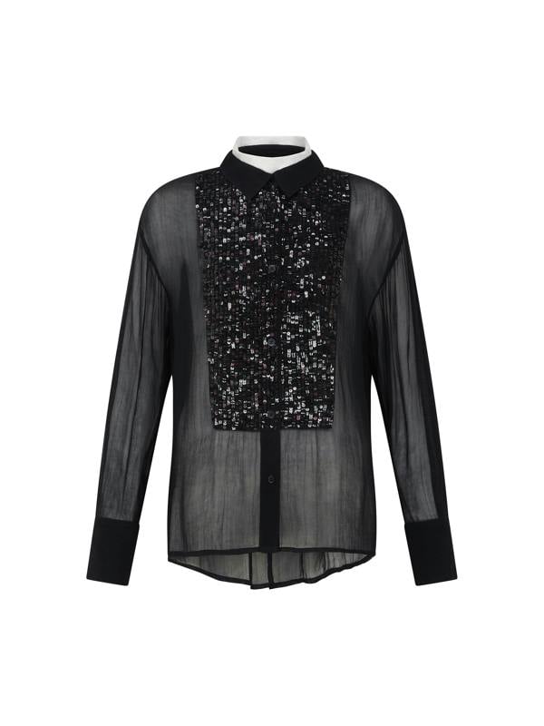 Rose & Nancy Faye Black Sequin Shirt