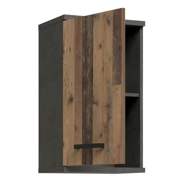 Furniture To Go Veris Small Hanging Cupboard with 1 Door in Walnut and Dark Grey
