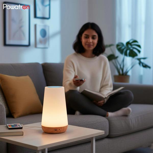 Powatron LED Night Light - RGB 13 Color Changing LED Touch Bedside Table Lamp With Timer Function - Rechargeable Remote Control