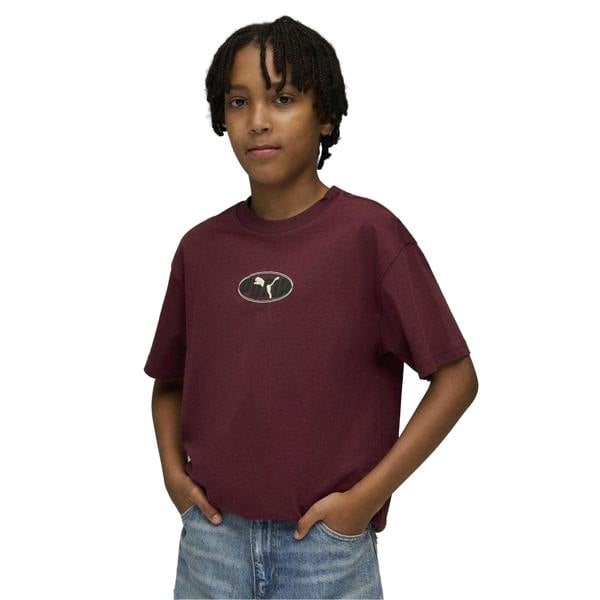 Puma Childrens/Kids Essentials Logo Regular T-Shirt - Burgundy - 