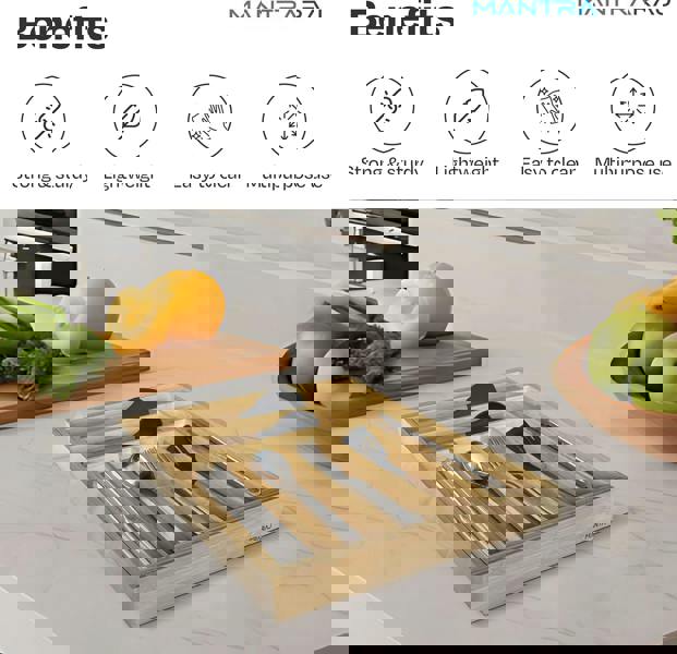 MANTRARAJ Bamboo Cutlery Drawer Organiser 5-7 Compartment Expandable Cutlery Tray Utensil Holder Drawer Dividers