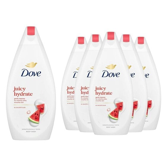 Dove Juicy Hydrate Body Wash, 0% Sulfates & SLES Gentel Cleansing, 450ml 6 Pack