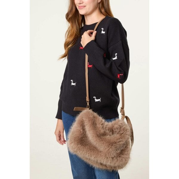 Blue Vanilla Fluffy Faux Fur Shoulder Bag