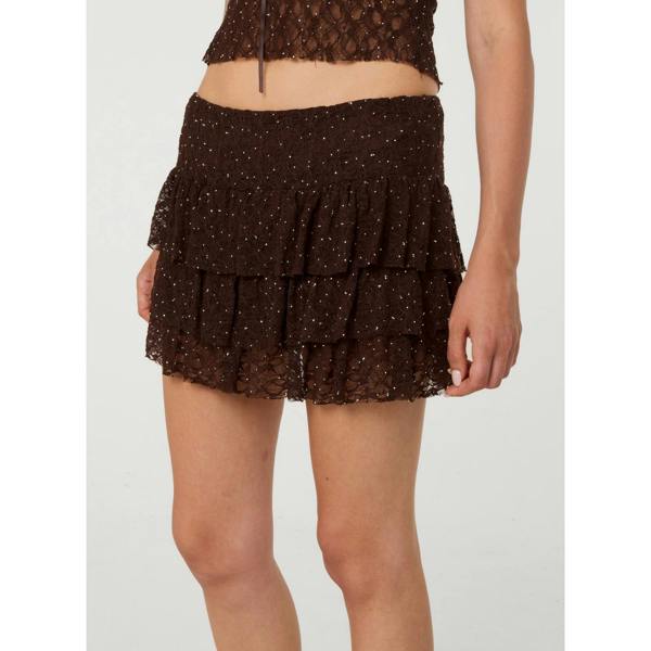 Pink Vanilla Diamante Frill Lace Skirt