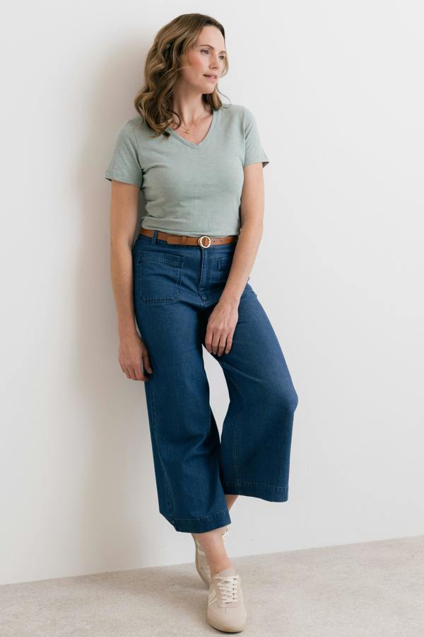 Lily & Me Victoria Organic Cotton V-Neck T-Shirt Silver Sage