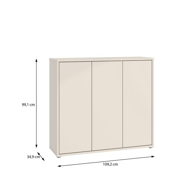 Furniture To Go Alice Springs Shoe Cabinet with 3 Doors Push-to-Open in Sand