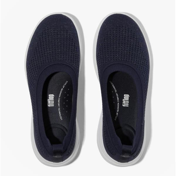 FitFlop FitFlop SUPER-Q KNIT Womens Ballerina Shoes Metallic Midnight Navy