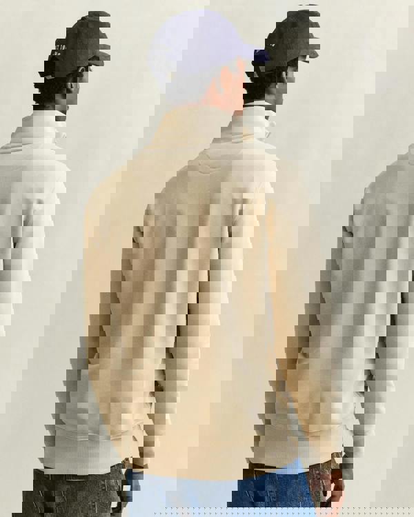 GANT Mens Regular Fit Shield Logo Half Zip Sweatshirt - 200 Oat Beige