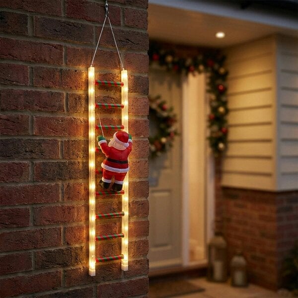 Garden Greatness Festive Illuminated Santa's Ladder Display
