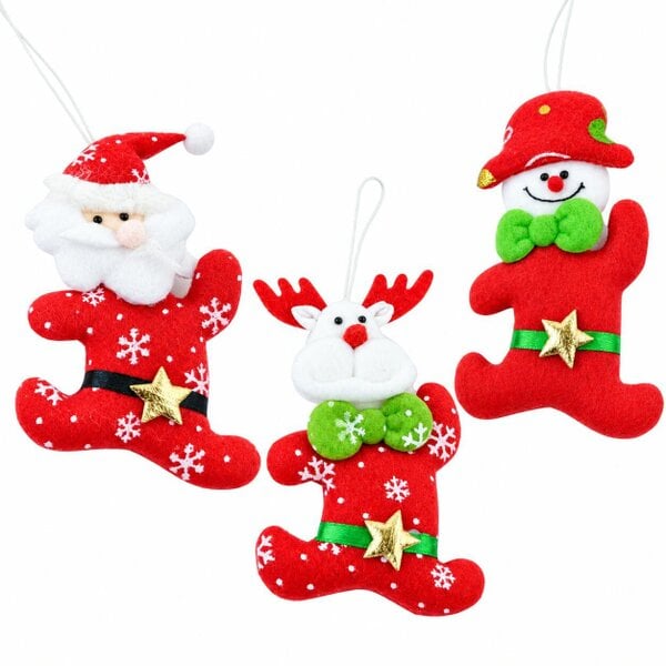 Shatchi 3-Pack Multicolour Handmade Soft Teddy Christmas Hanging Decorations for Tree and Home