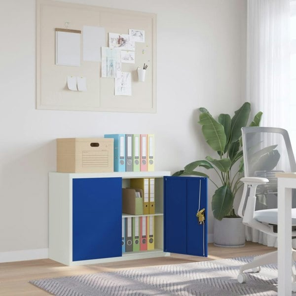 Berkfield File Cabinet Light Grey and Blue 90x40x70 cm Steel