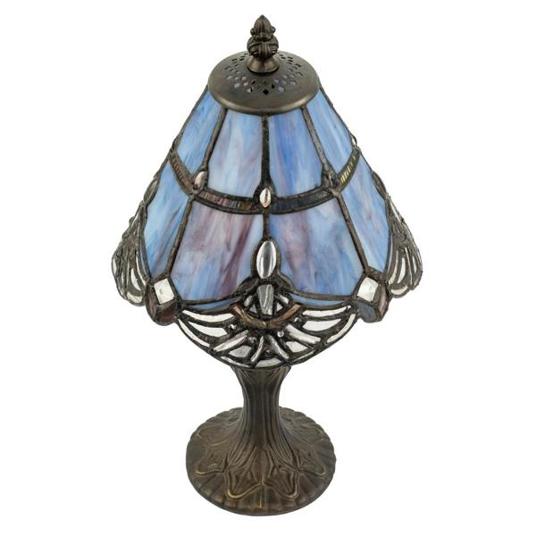 Quirky and Petite Purple Stained Glass Tiffany Lamp with Clear Beads Image 3