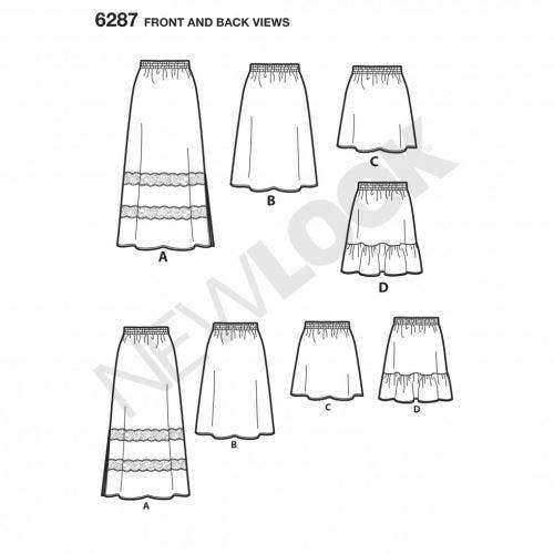 New Look Sewing Pattern 6287, Skirts for Women, A (10-12-14-16-18-20-22) - Beginner, Easy