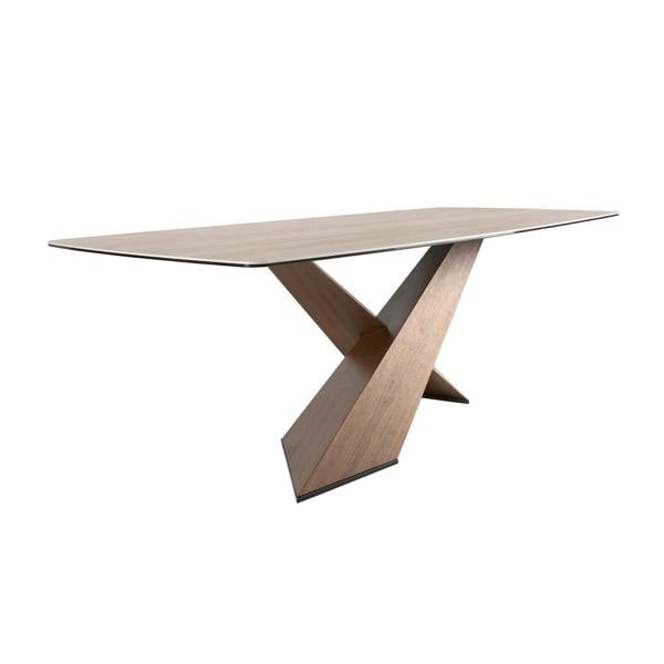 Angel Cerdá Oval dining table with barrel-shaped porcelain marble and walnut top 1175