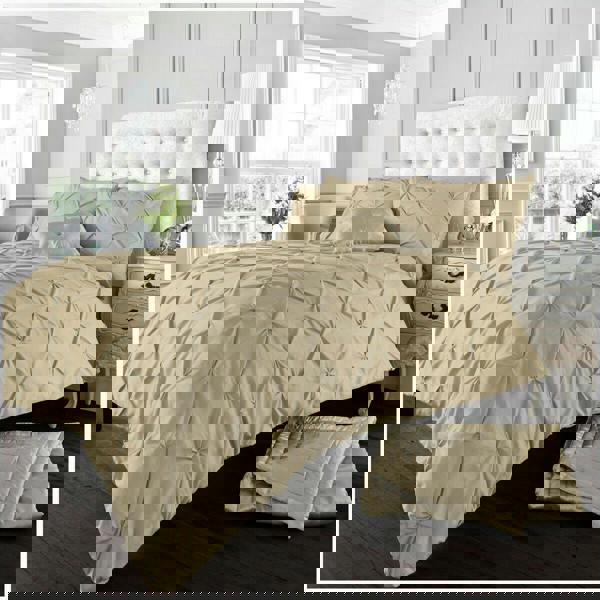 Smart Living Alford Duvet Cover and Pillowcase Set - Latte