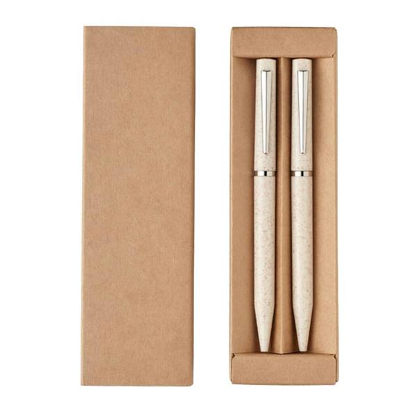 MidOcean Peat Wheat Straw Pen Set (Pack of 2) - Beige - 
