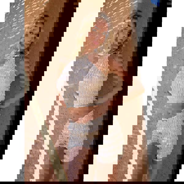 Pink Vanilla Shirred Halterneck Top