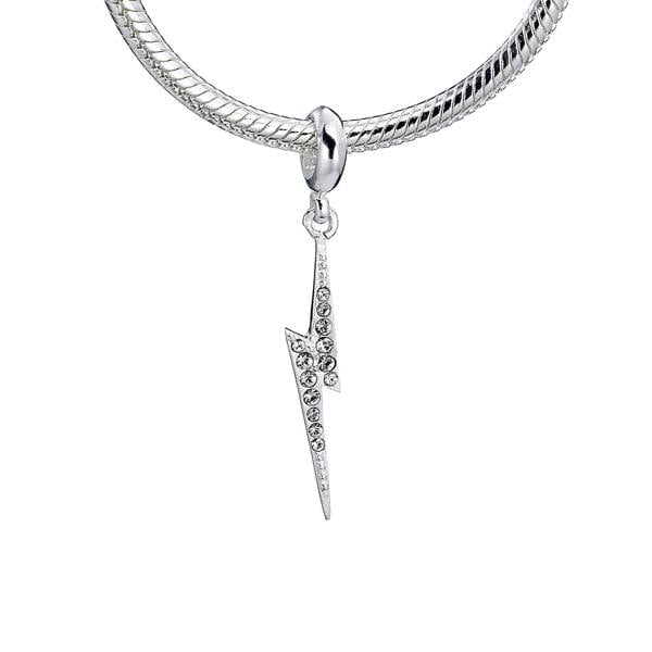 Harry Potter sterling silver Lightning bolt slider charm with crystal Elements