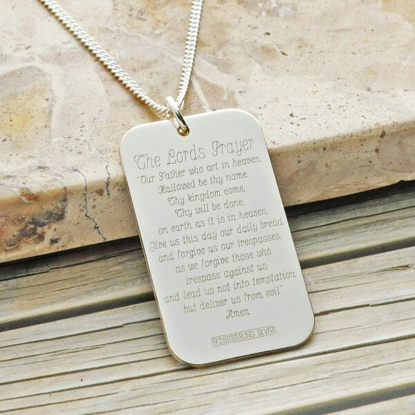 Christopher James of London Sterling Silver Crucifix & Tag Pendant With Optional Engraving and Chain
