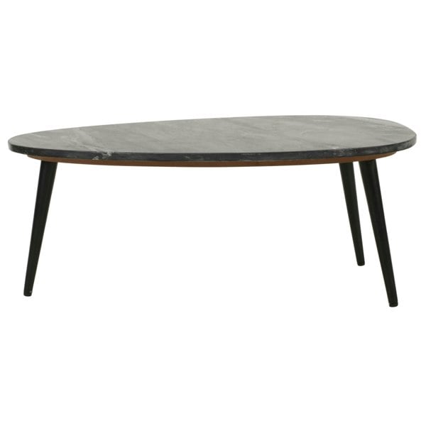 IH Design Miel Coffee Table With Black Marble Top and Metal Legs