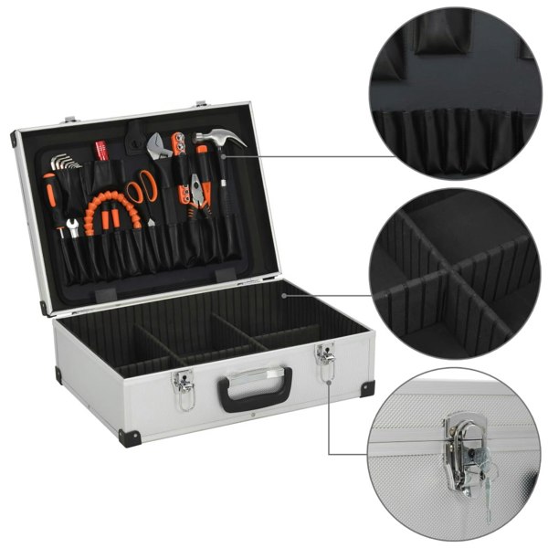 Berkfield Tool Suitcase 46x33x16 cm Silver Aluminium