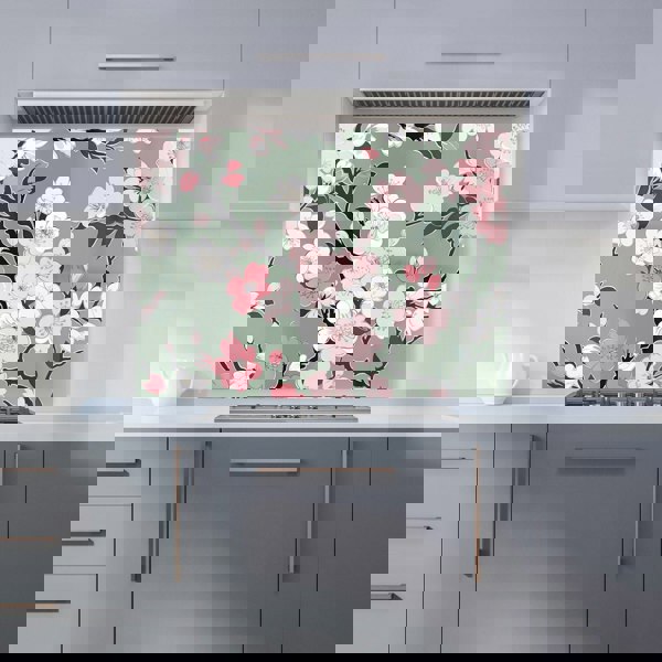 Warren Reed - Designer Pink Floral Abstract Pattern Kitchen Splashback