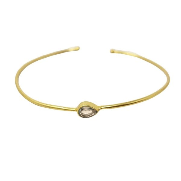 18ct Gold Plated White Topaz April Birthstone Bangle