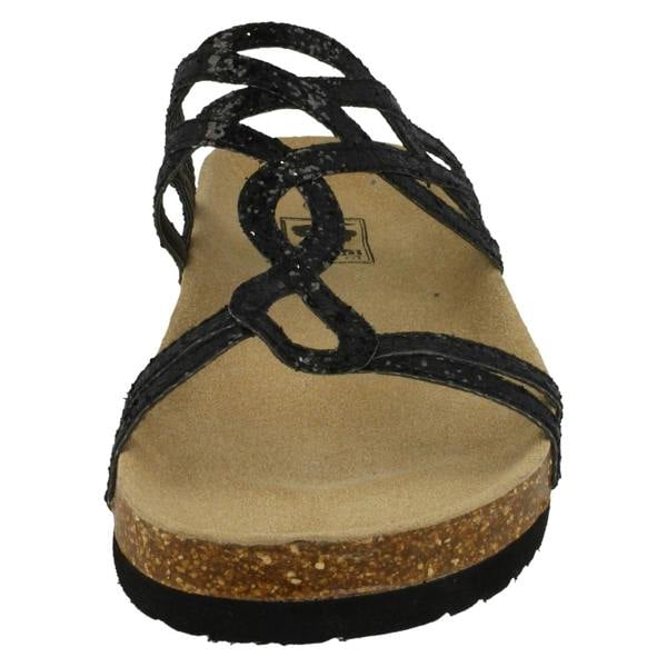 Down to Earth Ladies Down To Earth Cork Effect Glitter Sandals