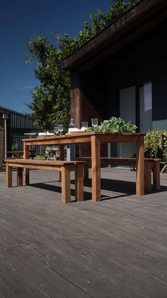 Cerland Banket Garden Dining Set 6 Seater Wooden Outdoor Dining Table & Benches