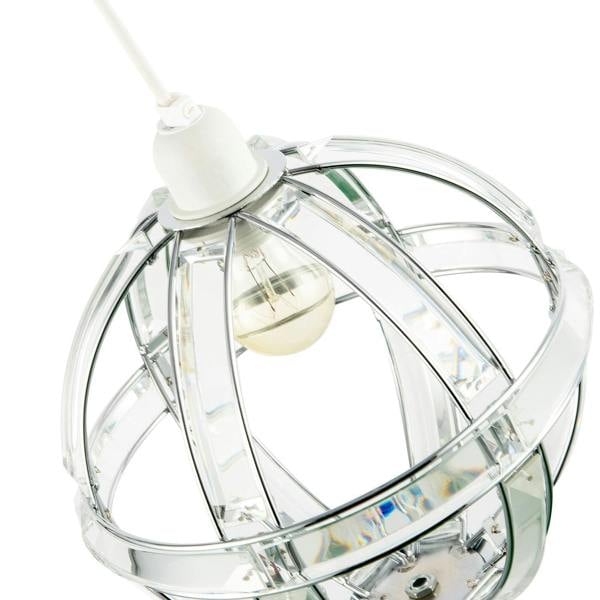 Modern Designer Spherical Chrome and Clear Acrylic Pendant Light Shade Image 3