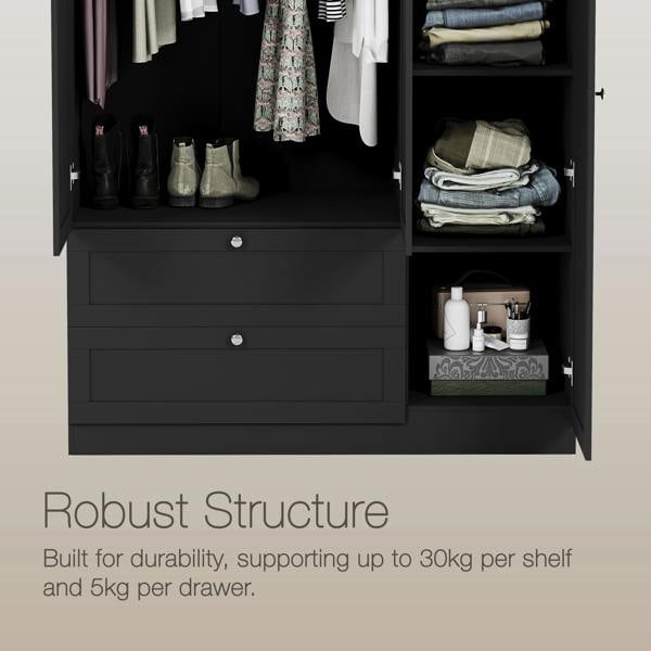 Vida Designs Altino 3 Door 2 Drawer Mirrored Wardrobe