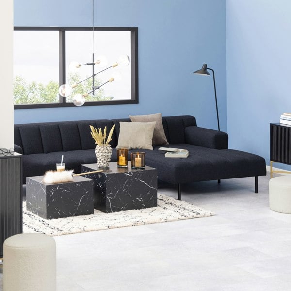 Furniture To Go Dice Square Coffee Table Set in Black Marble Effect