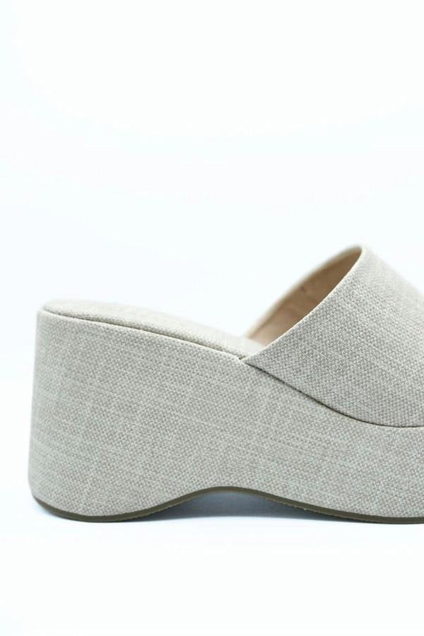 Alessia Slip On Wedge Heel Sandal - Khaki
