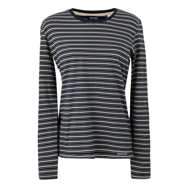 Regatta Womens Federica Stripe Long-Sleeved T-Shirt - Navy/Light Vanilla