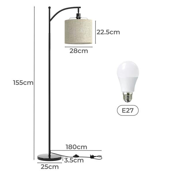 Emitto Standing Floor Lamp Living Room with Led Light Corner Remote Foot Switch