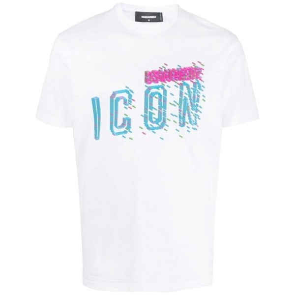 Dsquared2 Icons Pixel Logo Cool Fit White T-Shirt