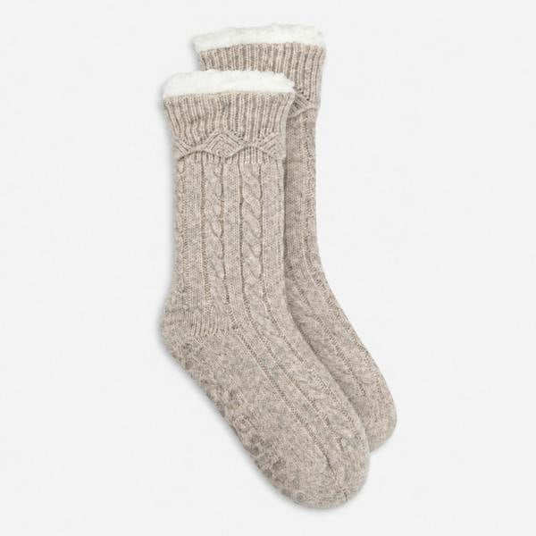 Totes TEXTURE SLIPPER SOCKS Slipper Socks Slipper Socks   in  Cream