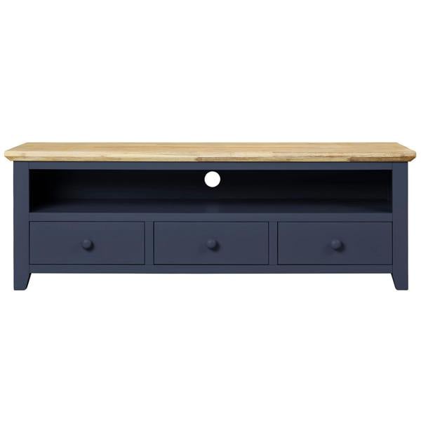 Statement Furniture Florence Large Wooden TV Stand with 3 Drawers and Shelf - Navy Blue