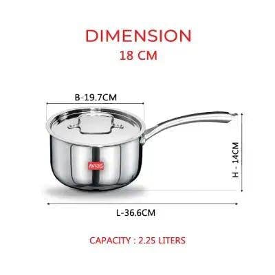 AVIAS TRIPLY SAUCEPAN WITH SS LID 18CM (2.25L)