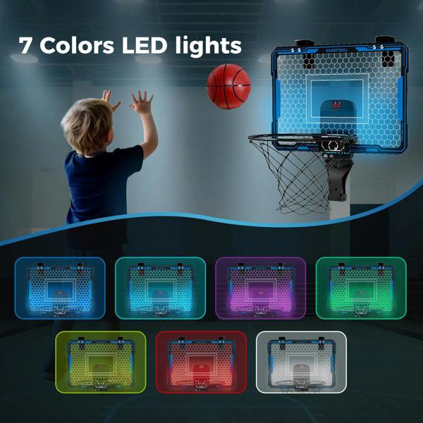 Dekko Mini Basketball Hoop Door Indoor Game with Led & 4 Balls Automatic Scoring